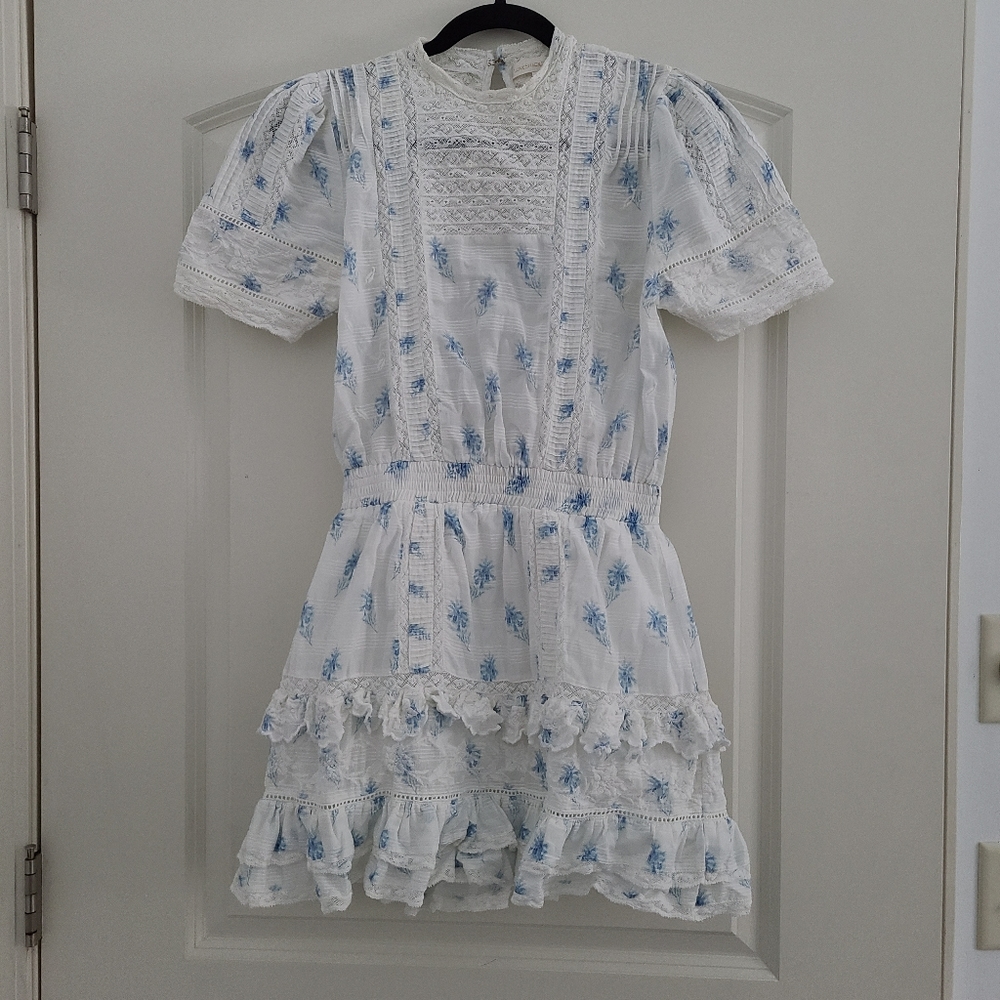 LOVE SHACK FANCY White Blue Leighton Dress - Picture 3 of 6